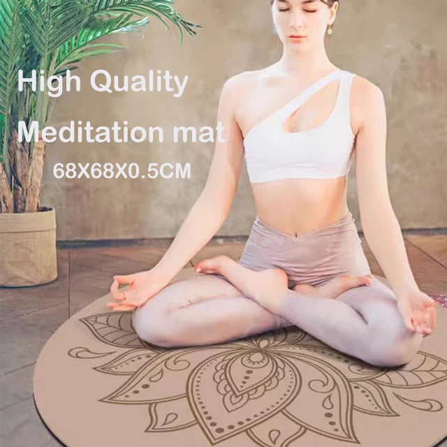 

Logo Eco-friendly Non-Slip Round Yoga Meditation Mat Durable Waterproof PU Natural Rubber Bottom 11