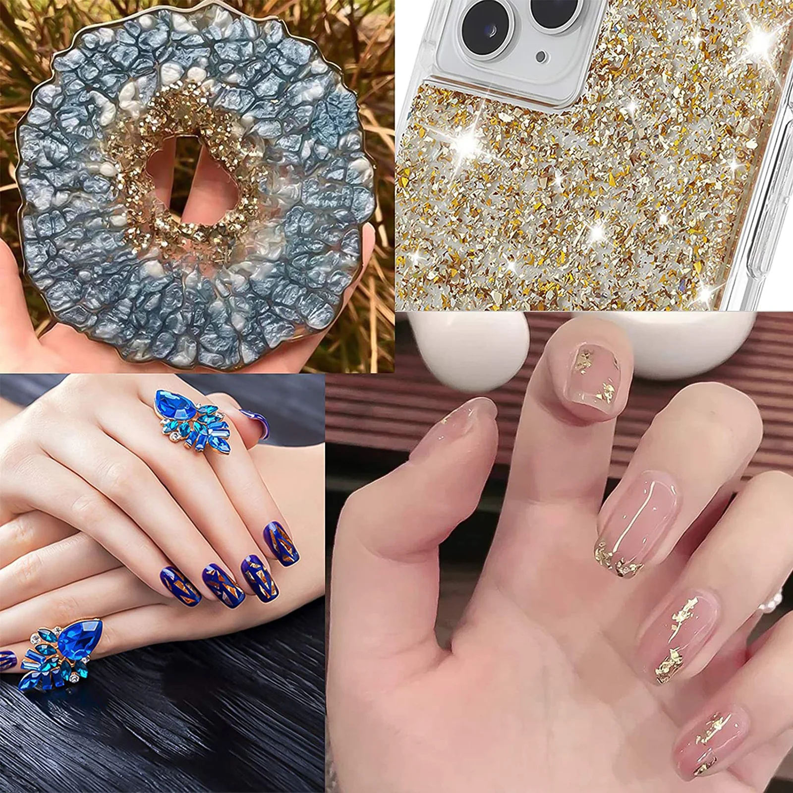 

48Pcs Nail Art Tinfoil Decorations Shiny Foil Chips for DIY Manicure Women Gold Silver Stickers Supplies Professional