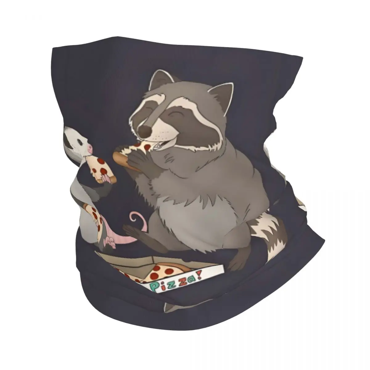 Possum And Raccoon Eating Pizza Bandana Neck White Scarf Multi-use Headwear Fishing Unisex Adult Winter