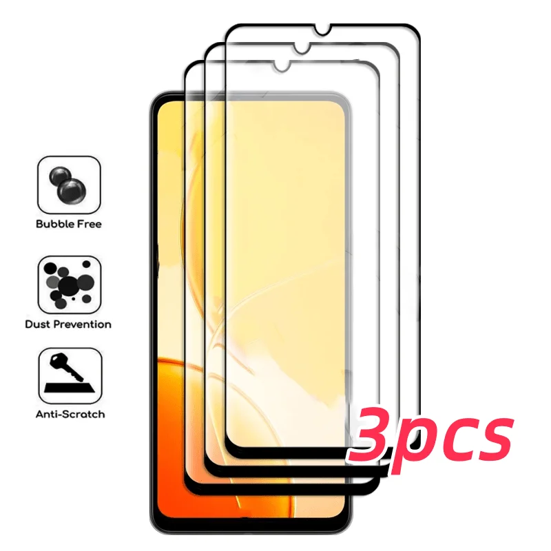 Protector de pantalla de vidrio templado 9D, 3 uds., para vivo Y19 Y17 Y15 Y12 Y11 Y15A Y15s Y95 Y93 Y27 Y28 Y18 Y30 Y04 Y25 Y90 Y33 Y37