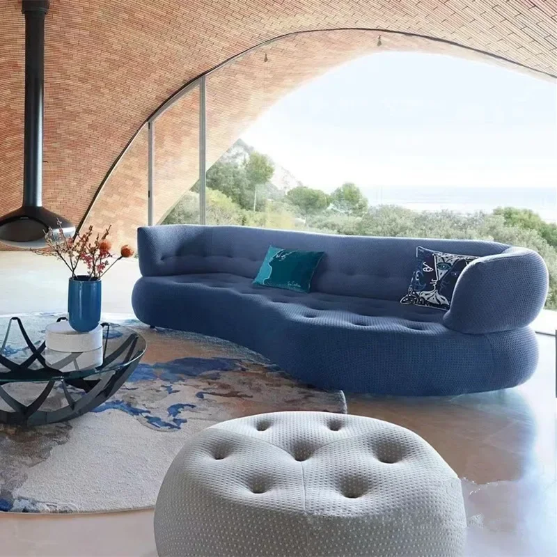 Fabric soft bag sofa, Italian-style large flat-floor villa Klein blue arc design