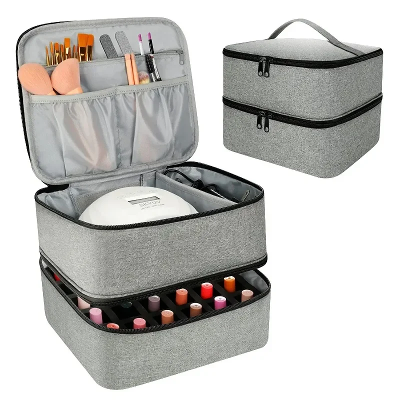 1PC Double-Layer Nail Polish Storage Bag Portable Carrying Case Nail Organizers 30 Compartment Manicure tools Accessories