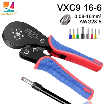 หกเหลี่ยม Ferrule Crimping Tool,16-6 Ferrules Crimp เครื่องมือและลวด Crimper Used สำหรับ28-5 AWG สายเคเบิลปลายแขน