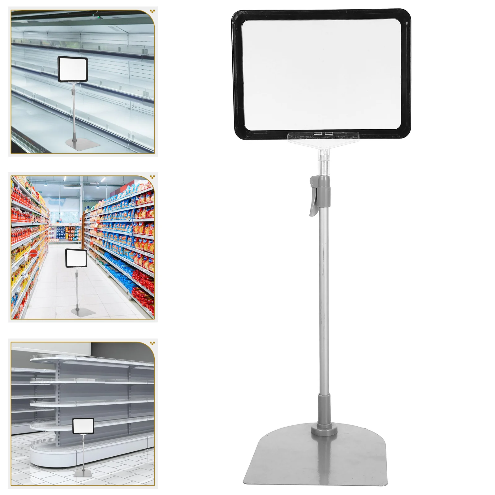 

Adjustable Pedestal Sign Holder For Supermarket Tags Warehouse Labels Display Advertisement Menu Plastic Tabletop Merchandise