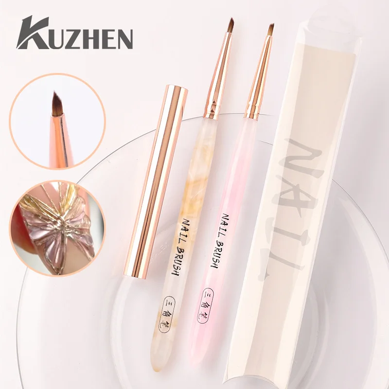 Triangular Nail Brush Nail Art Design Tip Painting Drawing Carving Dotting Pen FlatFan Liner Acrylic Gel UV Polish Manicure Tool