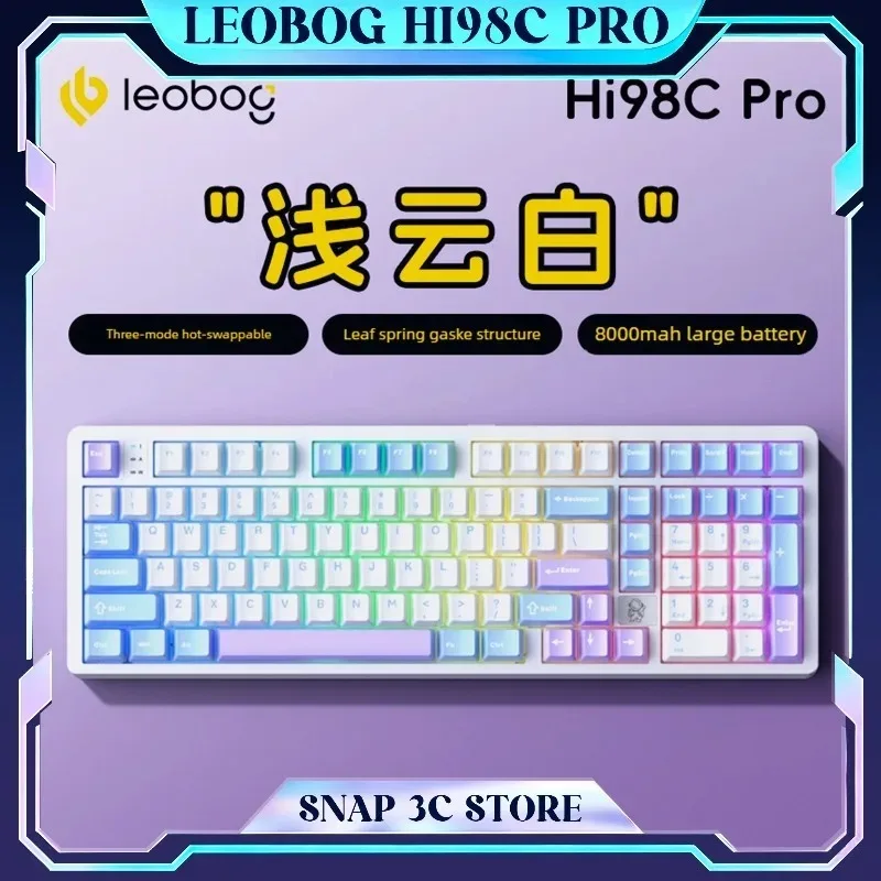 

LEOBOG Hi98C Pro Full Aluminum Mechanical Keyboard 98 Keys Tri-mode Wireless Bluetooth 2.4G Gasket Hot Swap RGB Office Gaming