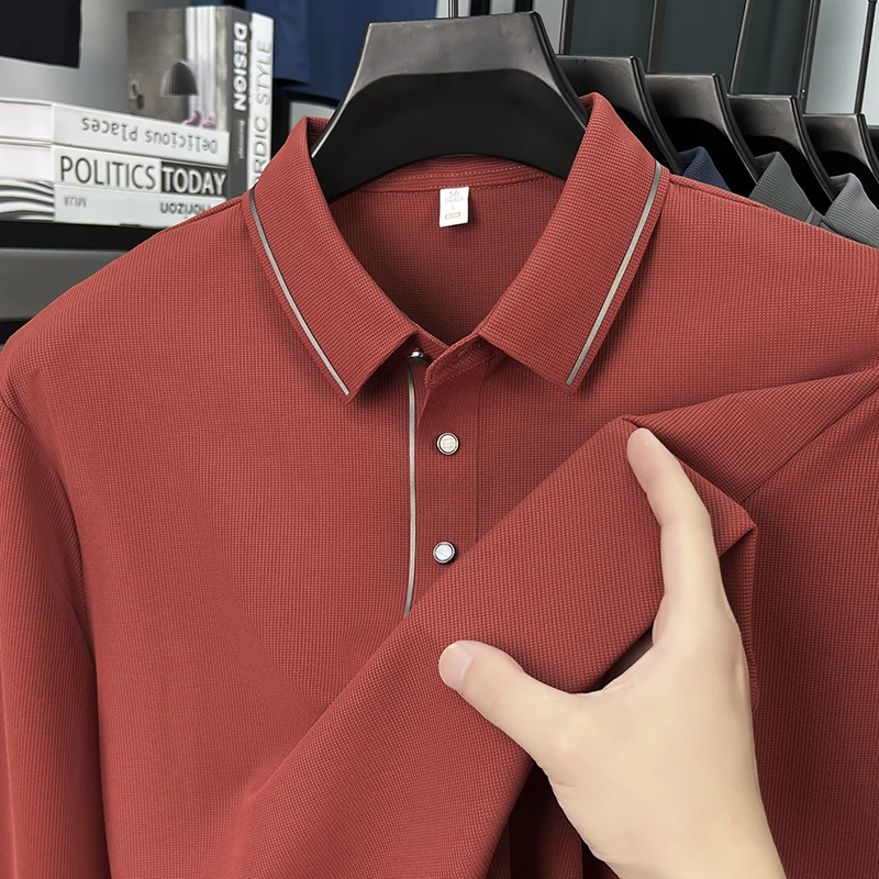 

Men's Business Casual Polo Shirt Silky-Smooth Texture Premium Comfort Collared Long Sleeve Available in Black White Royal Blue
