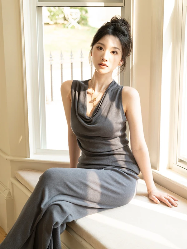 

SerioLudere Lazy Egg 00 Вязаный жилет с высоким поворотом, повседневные брюки, комплект глаз, женский комплект Faion, длинные брюки, весенний сезон