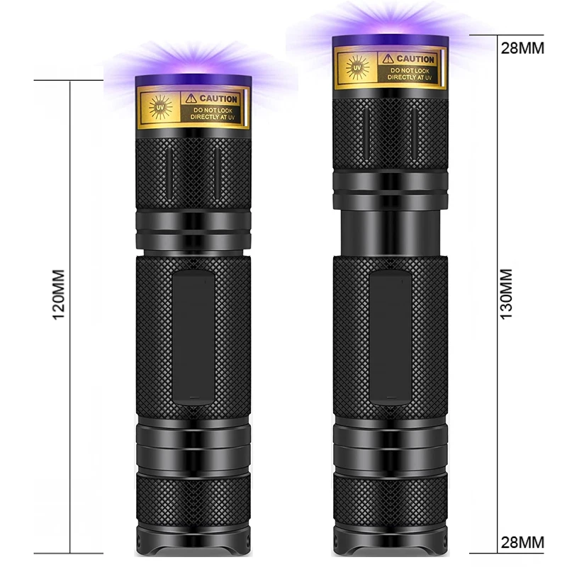 강력한 UV 365nm USB 배터리 충전 체크 지폐, 위조 방지, 보라색 빛 알루미늄 합금 손전등