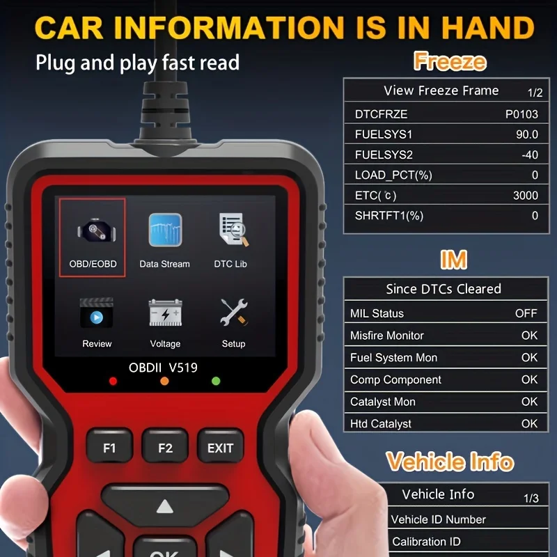 Car OBD2 Scanner Diagnostic Tool Code Reader, Car Voltage Tester Engine Fault Code Scanner, Charging Tester Diagnostic Tool