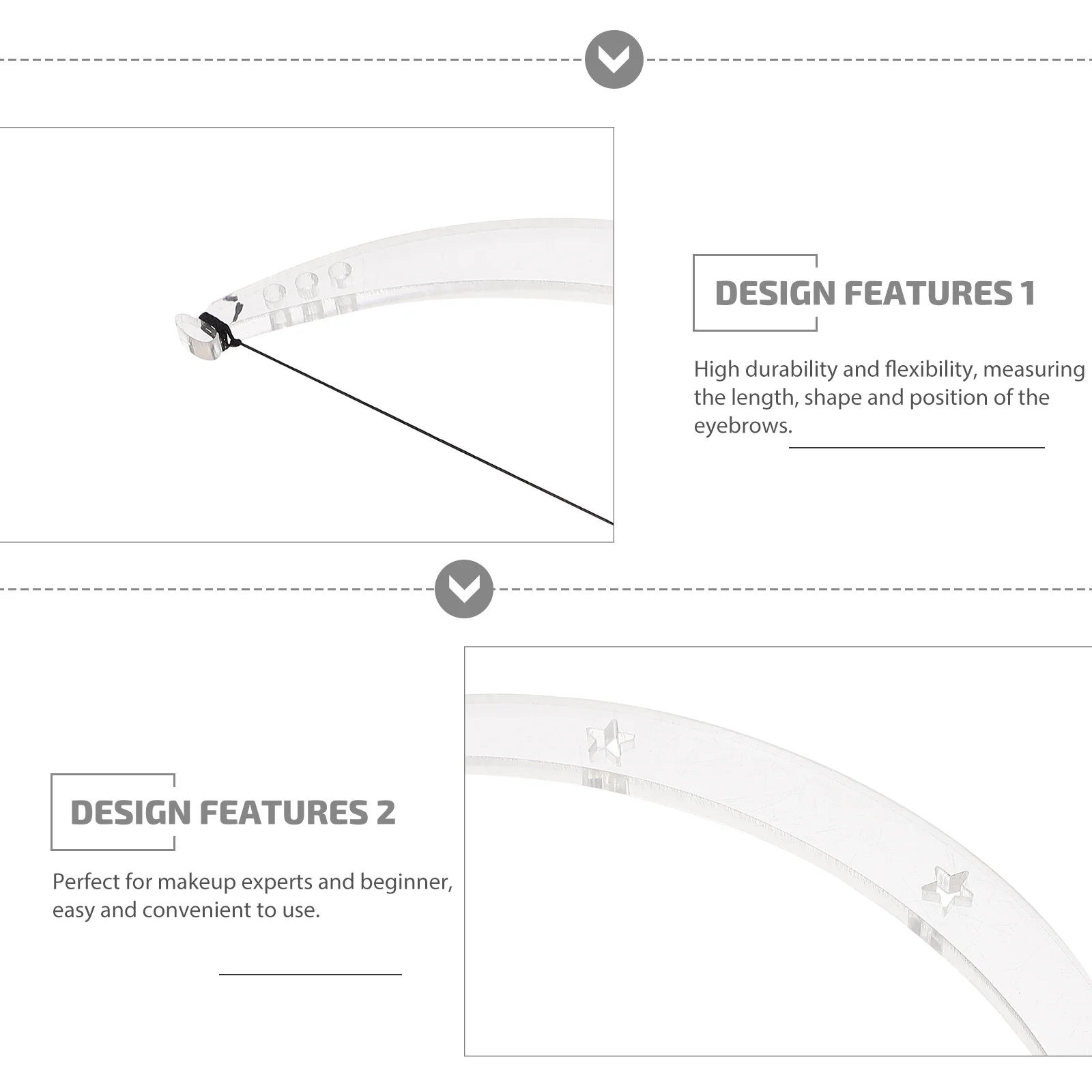 

1 комплект, линейка для бровей с 2 струнами для позиционирования формы бровей, микроблейдинг, измерительная гибкая линейка для красоты, линейка для переносицы