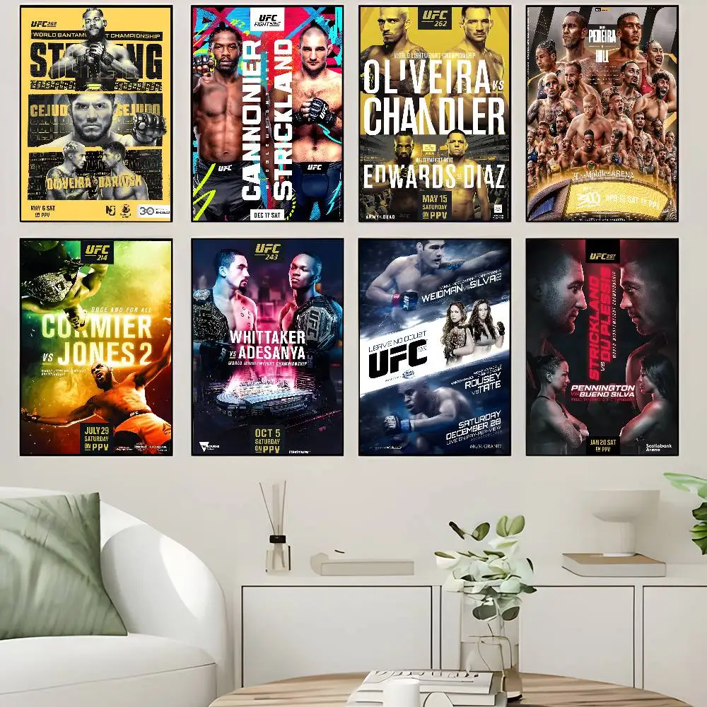 U-Ultimate Fighting Championship UFC klassische Vintage-Poster, wasserfester Papieraufkleber, Kaffeehaus, Bar, Heimdekoration