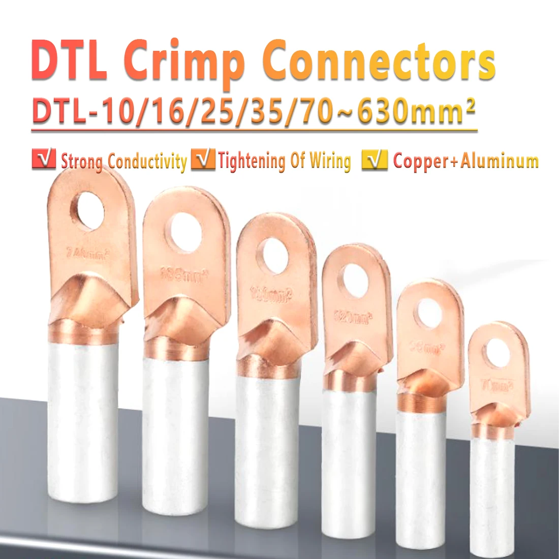 

Copper+Aluminum Tube Terminal Battery Welding Ring Crimp Cable Lugs 10mm²~630mm²
