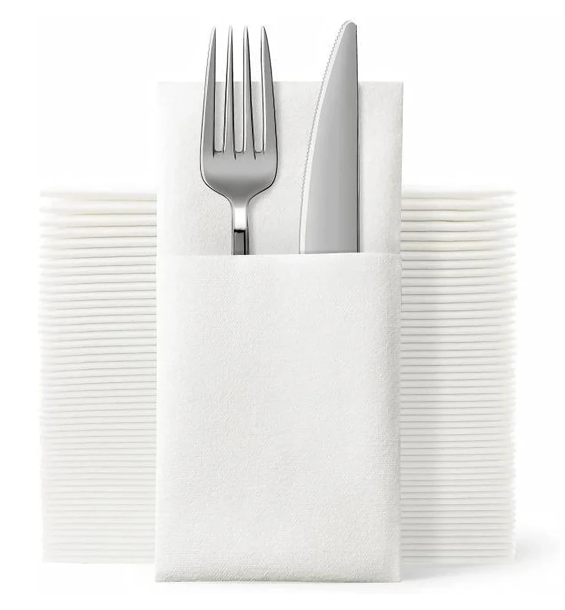 Pre folded napkins with pockets for silver ware, catering pocket napkins, pocket napkins,