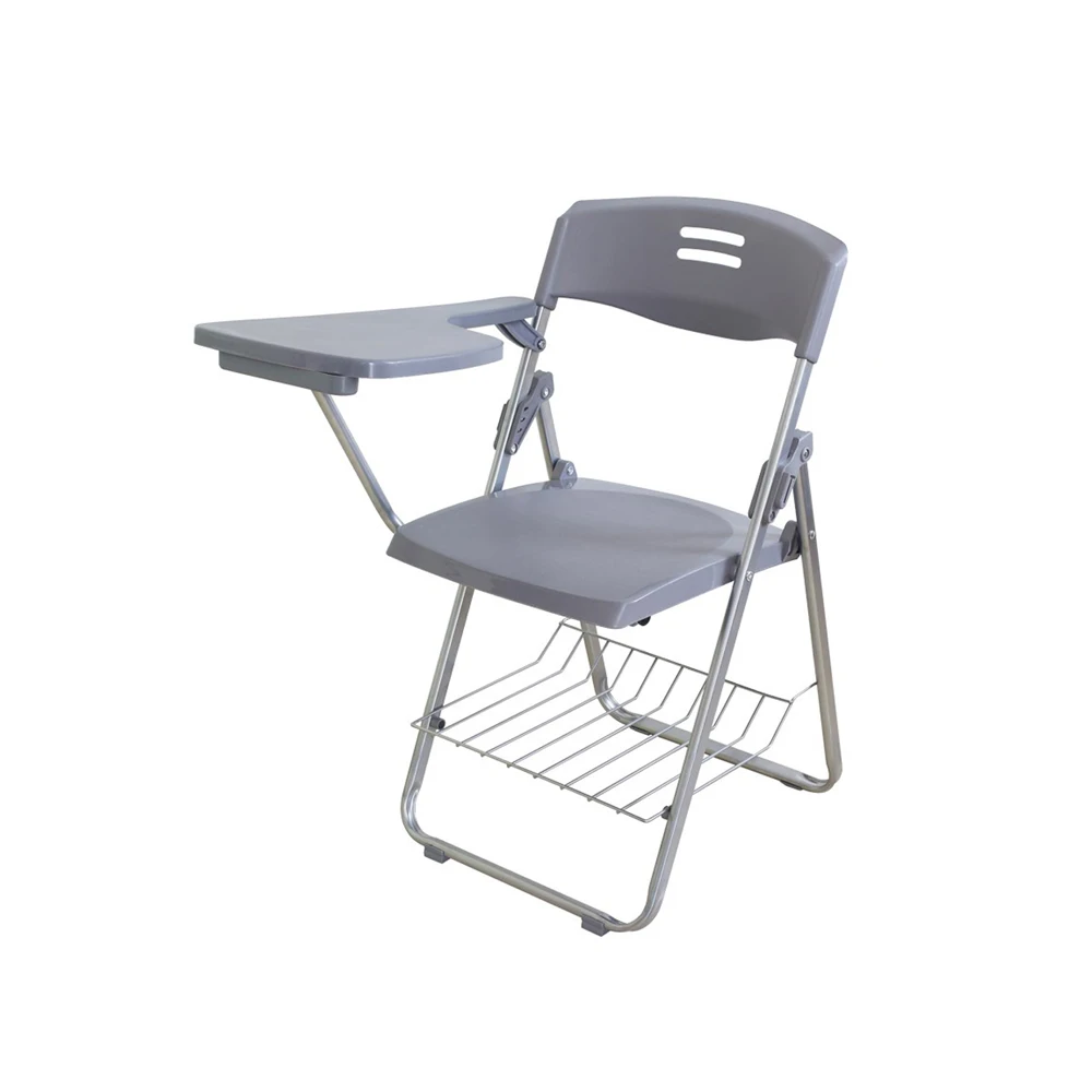 Silla de entrenamiento plegable de plástico ligero, asiento de entrenamiento con almohadilla de escritura, tableta, escuela, QS-FTC04