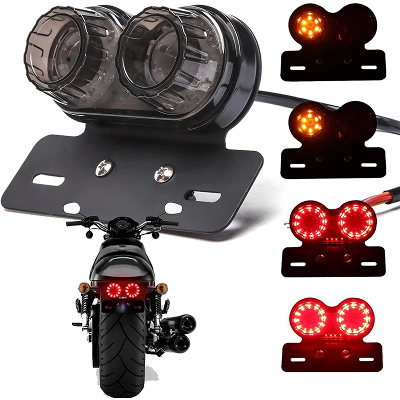 

Motorcycle LED Taillight 12V Custom Motorbike Rear Stop Brake Lamp License Plate Light Turn Signal Indicators Universal For BMW