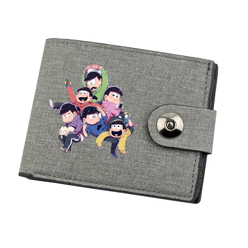 Lona adolescentes carteira titular do cartão carteira masculino saco de dinheiro titular curto masculino bolsa para anime osomatsu san crianças dos desenhos animados saco de moedas