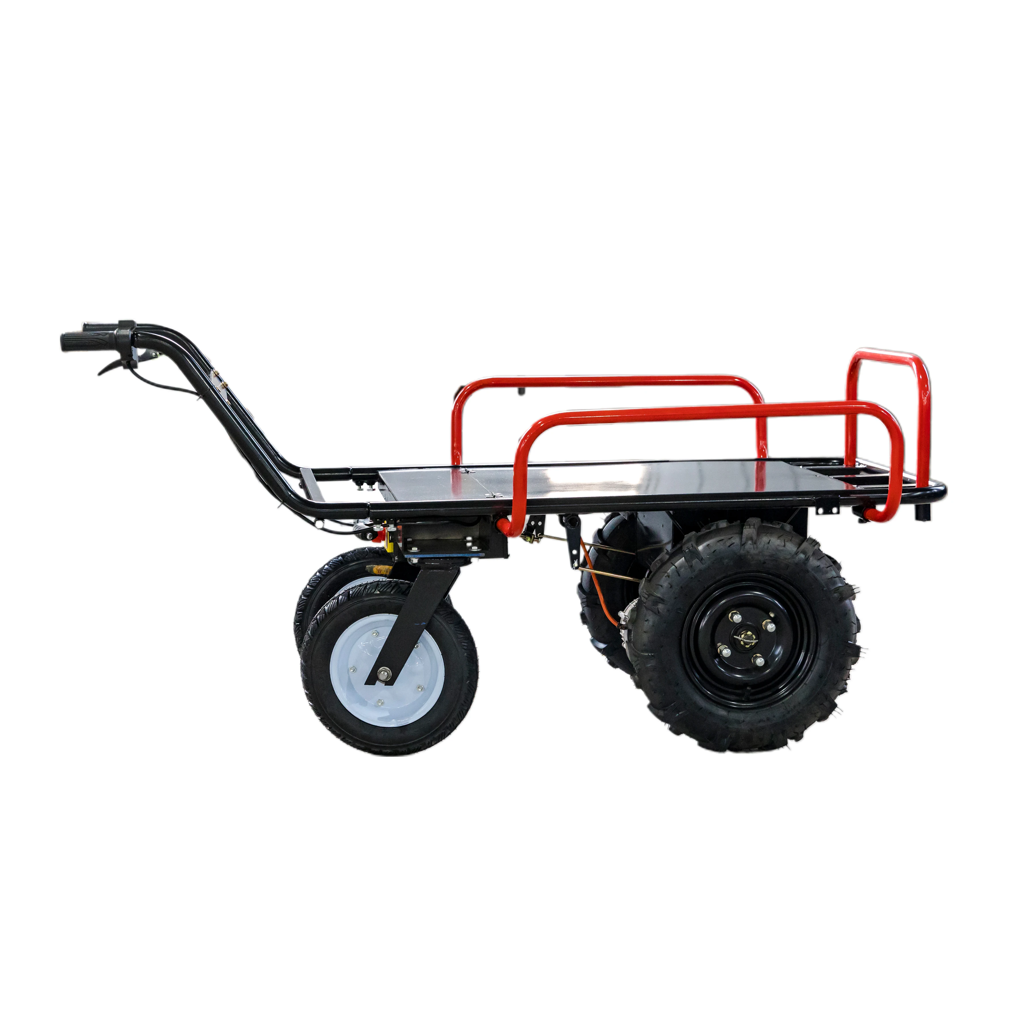 

Household Industrial Electric Small Cart 4 Wheels Platform Hand Cart Trolley Cargo Outdoor Garden Cart Dump Wagon Heavy Duty