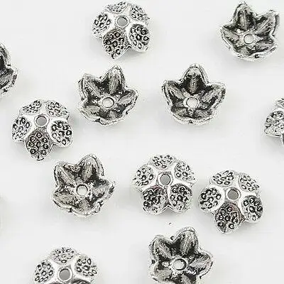 70pcs  9mm Tibetan Silver color leaf design bead caps  EF0024