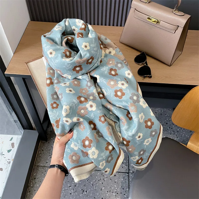 

Fashion Print Imitation Cashmere Scarf Women Winter Warm Double Sided Thickened Stole Wrap Shawl