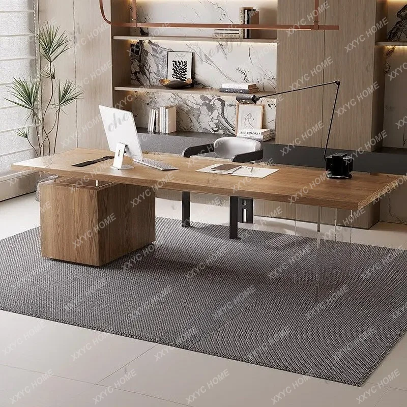 XXMinimalist Acrylic Transparent Suspension Solid Wood Office Desk Modern Simple Study Desk Creative Office Furniture mesas