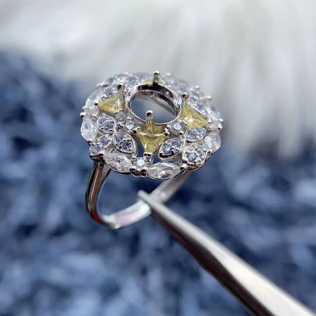 

MeiBaPJ Inlay Oval 6*8mm Stone Womans Open Rings Setting DIY Gift Real S925 Pure Silver Original Charm Deluxe Jewelry Wholesaler