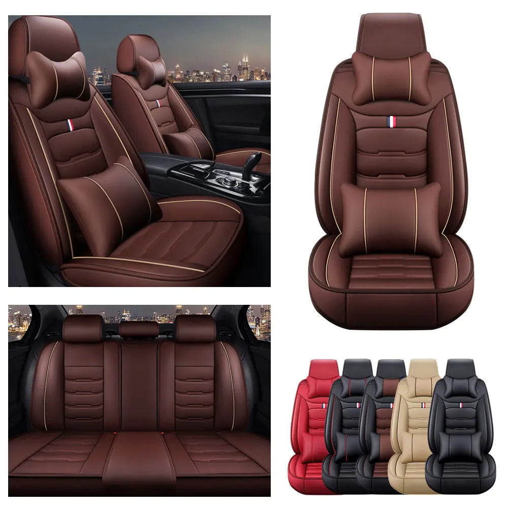 Car Seat Covers Leather For CHEVROLET Bolt EUV Malibu Hybrid 2010-2007 Auto Chair Protection Mat Full Set Interior Accessories