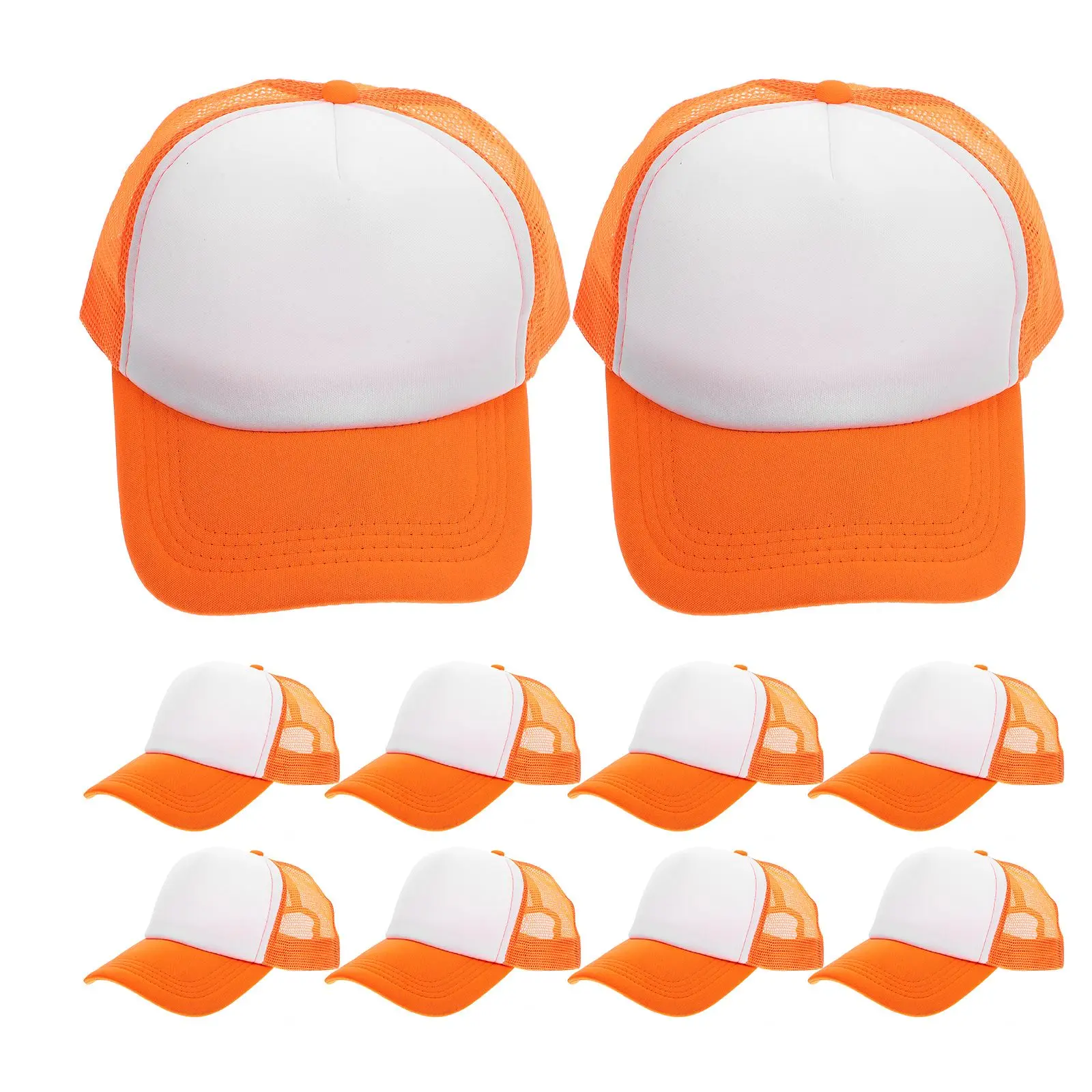 

10 Pcs Blank Mesh Baseball Caps Sublimation DIY Hats Heat Transfer Polyester Black Reusable Breathable Outdoor Style