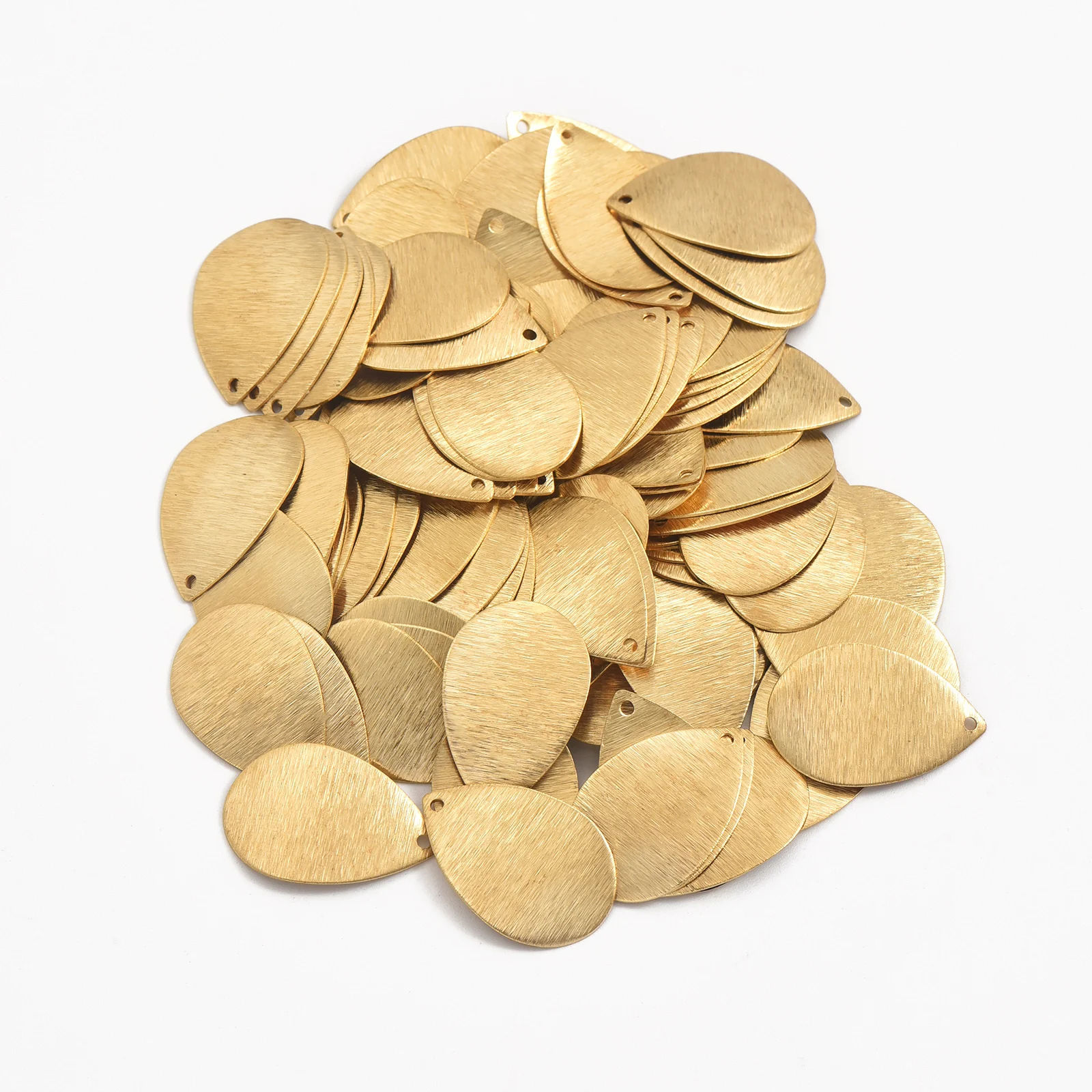 20pcs Original Brass Concave Single Hole Brushed Water Droplet Pendant, Used for DIY Production of Earring Necklace Accessories