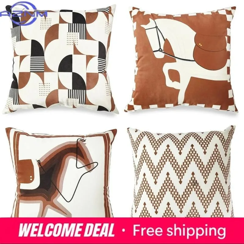 Home Decor Geometric & Horse Patterned Throw Pillow Covers Pattern Cushion Cover Suitable For Sofa Bedroom Car Pillow Cover