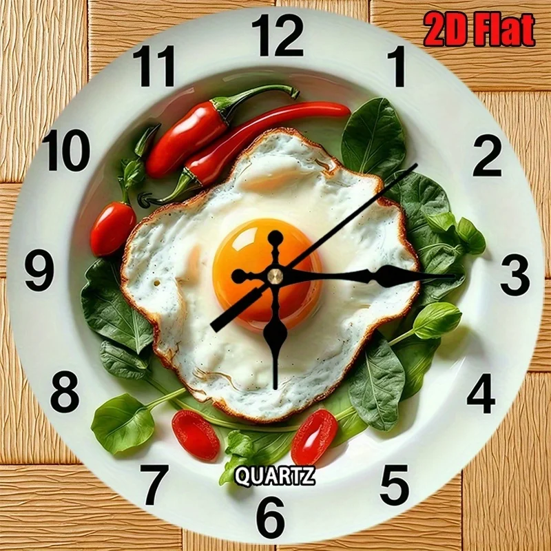 2D Flat, 1pc, Creative Fried Egg Wall Clock Design/Pattern, Suitable for Bedroom, Living Room Office Kitchen Decoration
