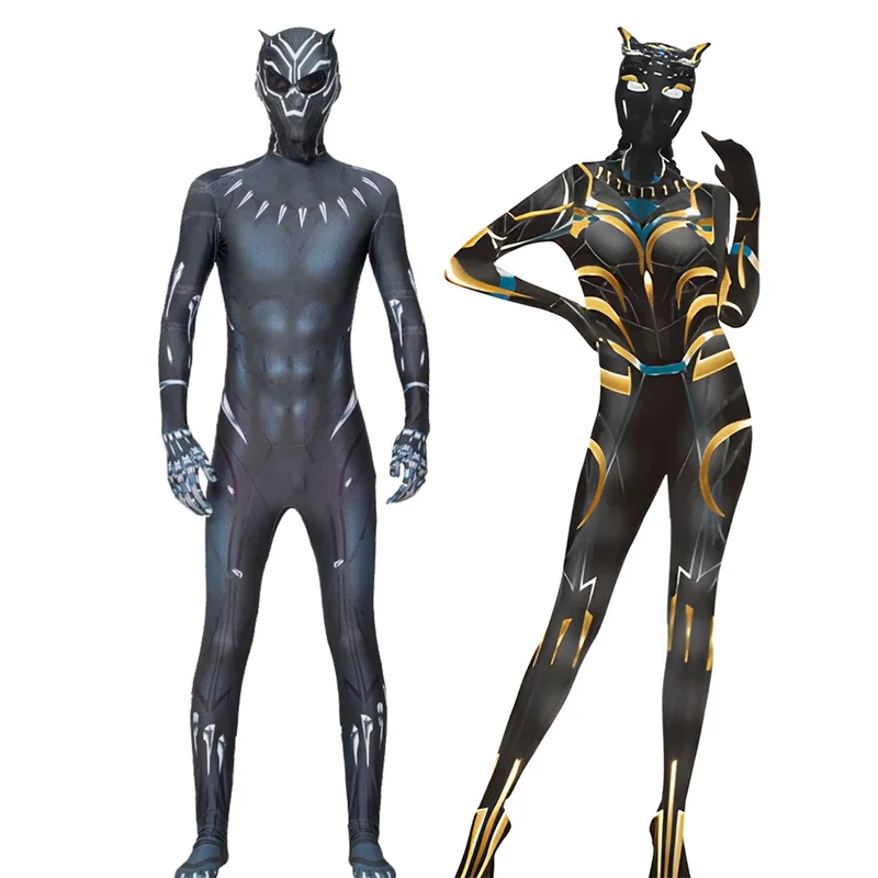 Black Panther Wakanda Forever Marvel Superhero Costume Adults Jumpsuits Cosplay Bodysuits Party Dress Up TChalla Shuri