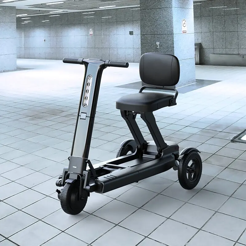 Compact Three-wheel Auto Folding Waterproof Electric Mobility Scooter With Lithium Battery Range For Elderly