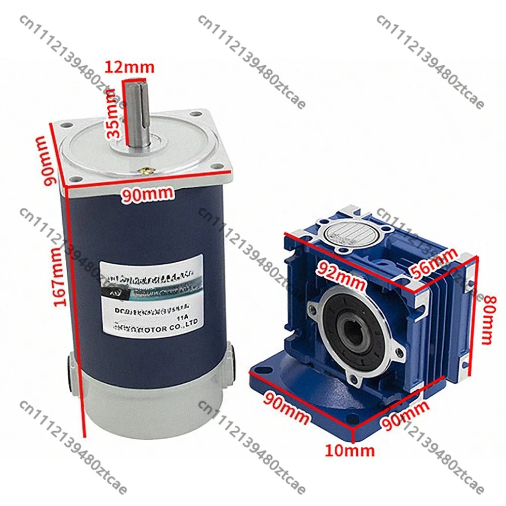 200W Worm Gear DC Gear Motor 12V 24V High Torque Forward Reverse Rotation 2200RPM Speed Regulating Motor