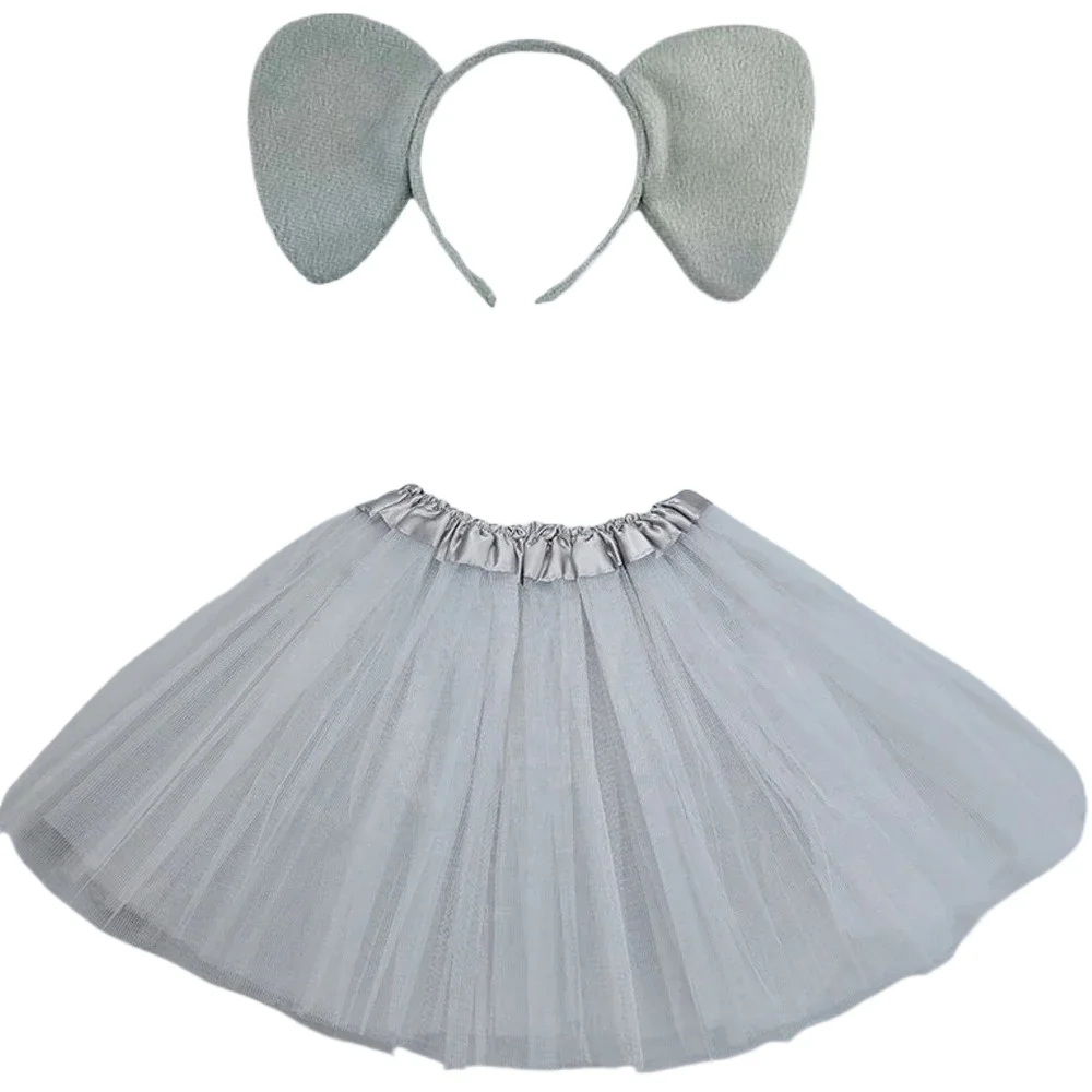 Novelty Women Teens Kids Elephant  Set Tutu Skirt Ears Bow Tie Tail  Props  Birthday Halloween Costume Cosplay