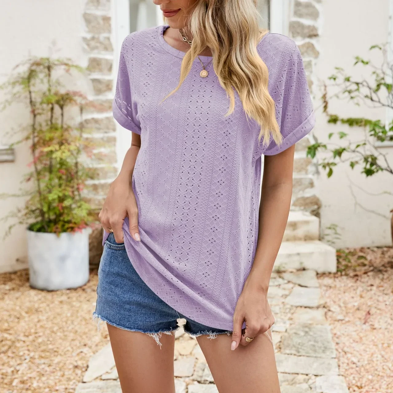 المرأة الجديدة الصيف الأعلى الجوف جولة الرقبة قصيرة الأكمام العيينة تي شيرت غير رسمي المرأة أعلى لينة مريح تيز متعددة الألوان المتاحة