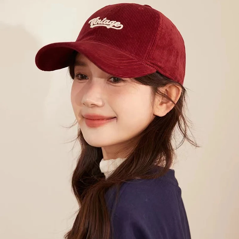 Vintage Cord Baseball Cap für Männer und Frauen Frühling Herbst Neue Brief Stickerei Outdoor Snapback Hut lässig Hip Hop Gorras – Detail 2