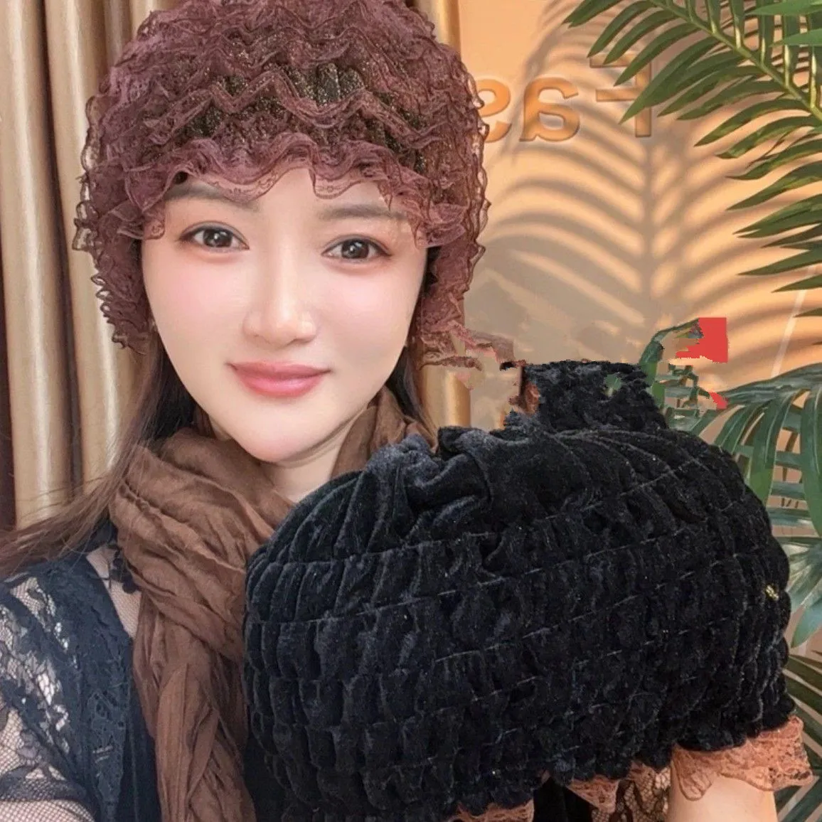 

Winter Warm Velvet Lace Underscarf Thicken Windproof Headscarf Women Muslim Hijab Turban Beanies Bonnet Hair Loss Hat Chemo Cap