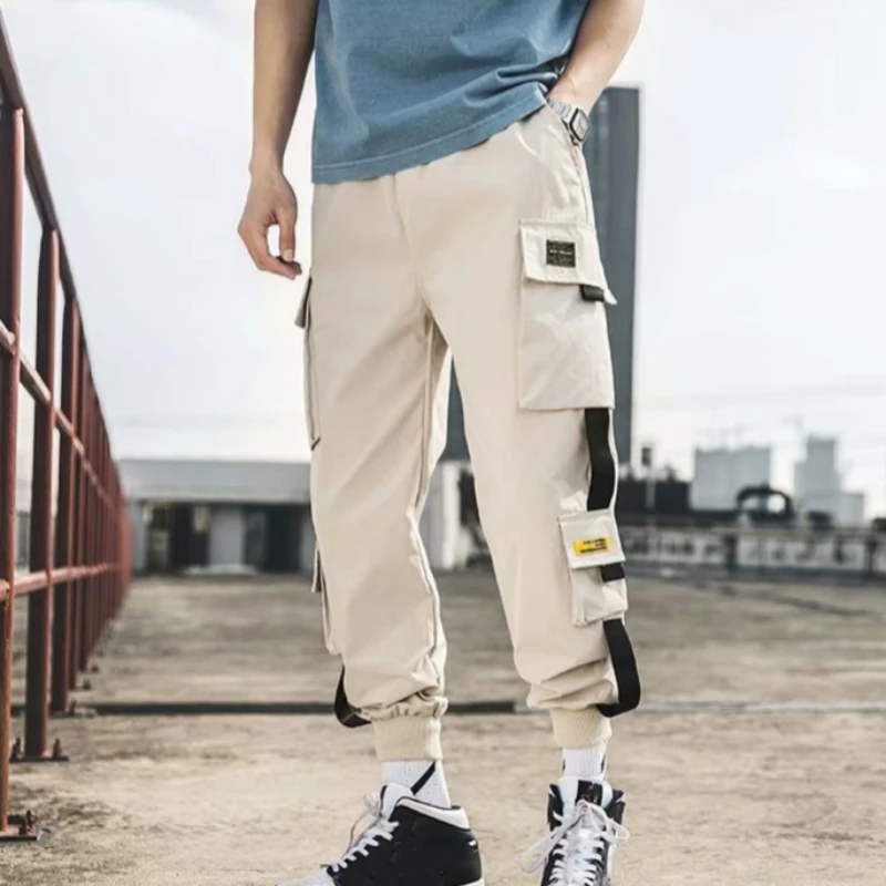 2024 New Fashion Men\'s Cargo Pants Casual Hip Hop Hit Color Multiple Pockets Trousers Streetwear Sportswear Sweatpants Clothes