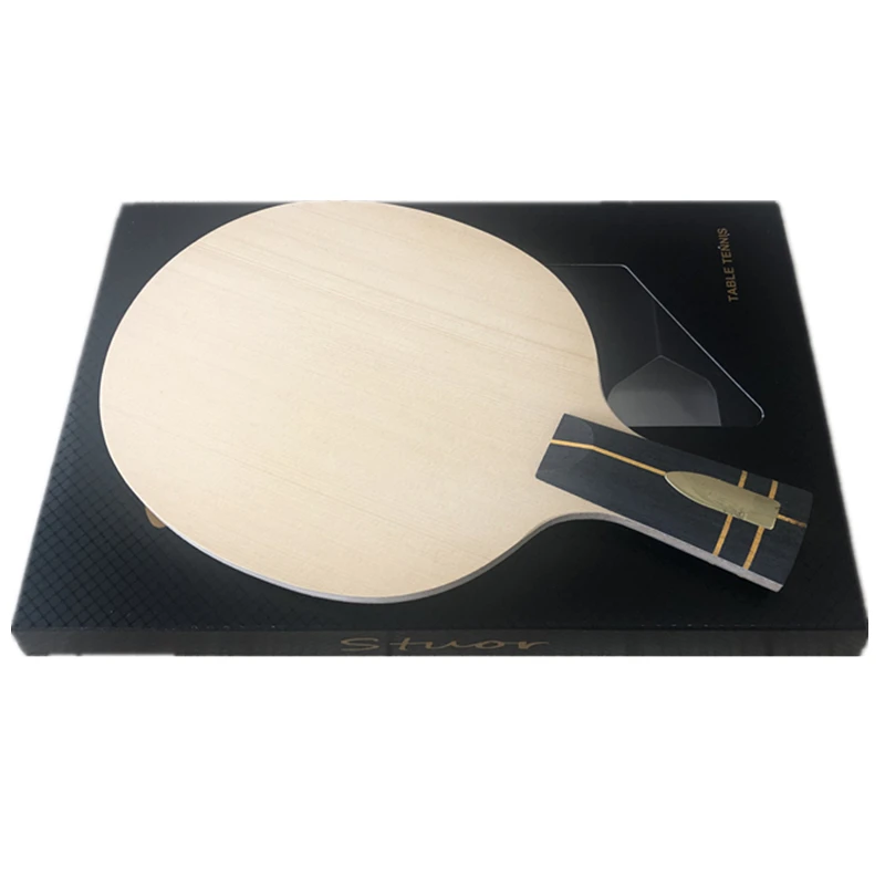 Stuor-raqueta de Ping Pong de fibra de carbono dorado, pala de tenis de mesa Hinoki, 7 capas con paleta incorporada, ataque rápido