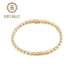 GEM'S BALLET Octagon Cut 2.5x3.5mm Eternity Bezel Moissanite Tennis Bracelet 925 Sterling Silver 14K Gold Bracelet Gift for Her