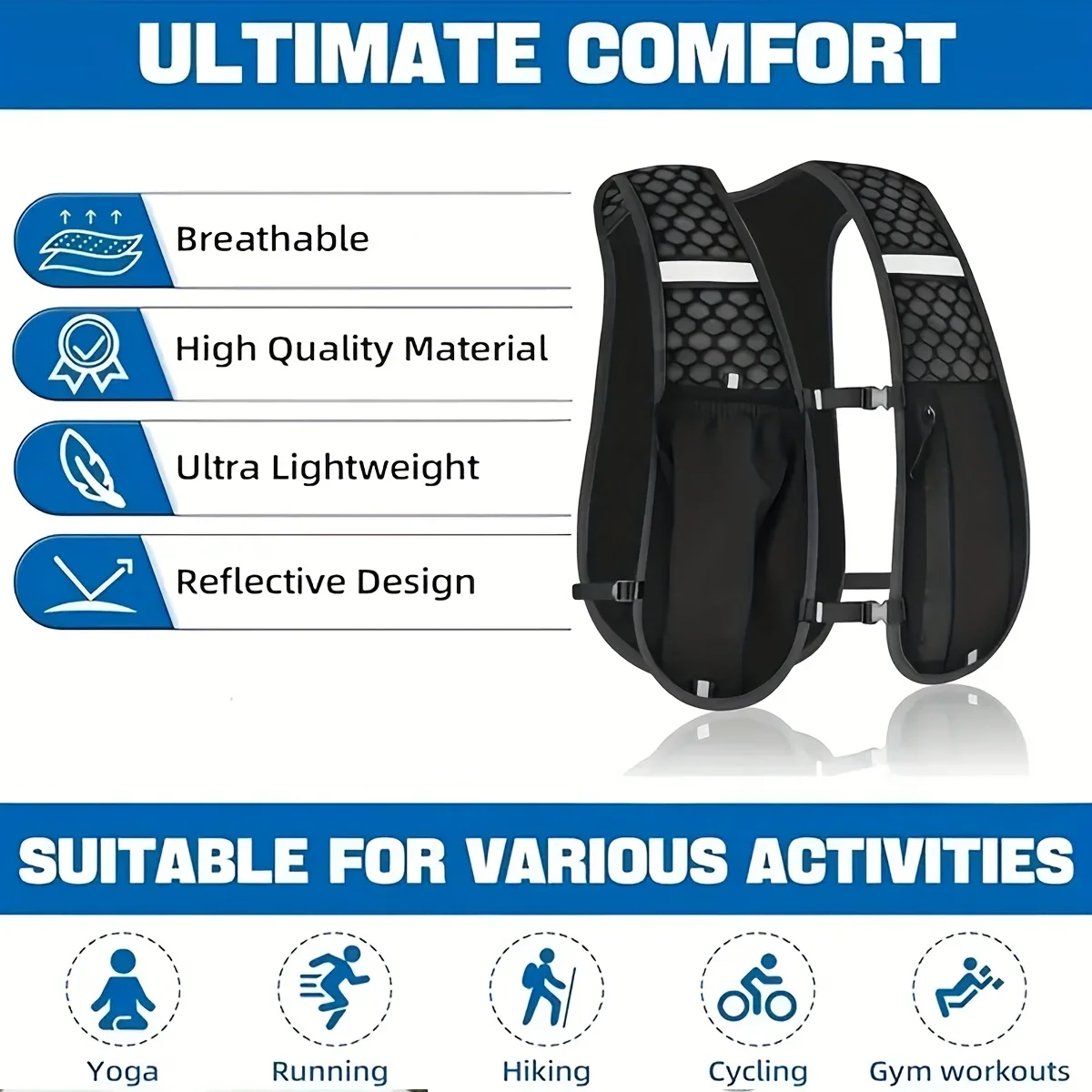 حقيبة معدات رياضية خفيفة الوزن مع حزام قابل للتعديل وإغلاق سريع - حقيبة ظهر متعددة الجيوب للصالة الرياضية والجري والمشي لمسافات طويلة والسفر #4