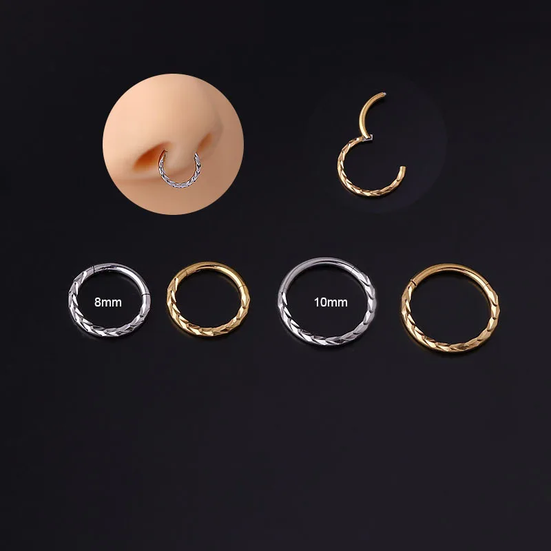 16G 8/10mm Nose Rings Silver/Gold Hypoallergenic Stainless Steel Cartilage Rook Hoop Earrings Piercing Jewelry for Women Men
