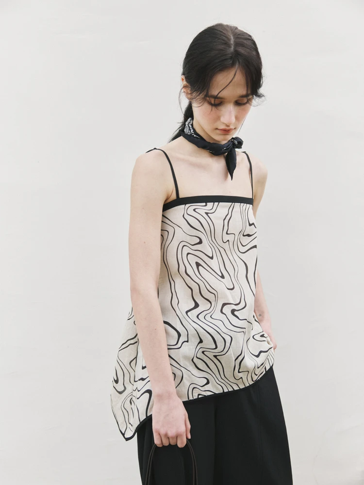 

Женский летний топ-жилет Cui Coastline Irregular Print, повседневная удобная свободная верхняя одежда, футболка