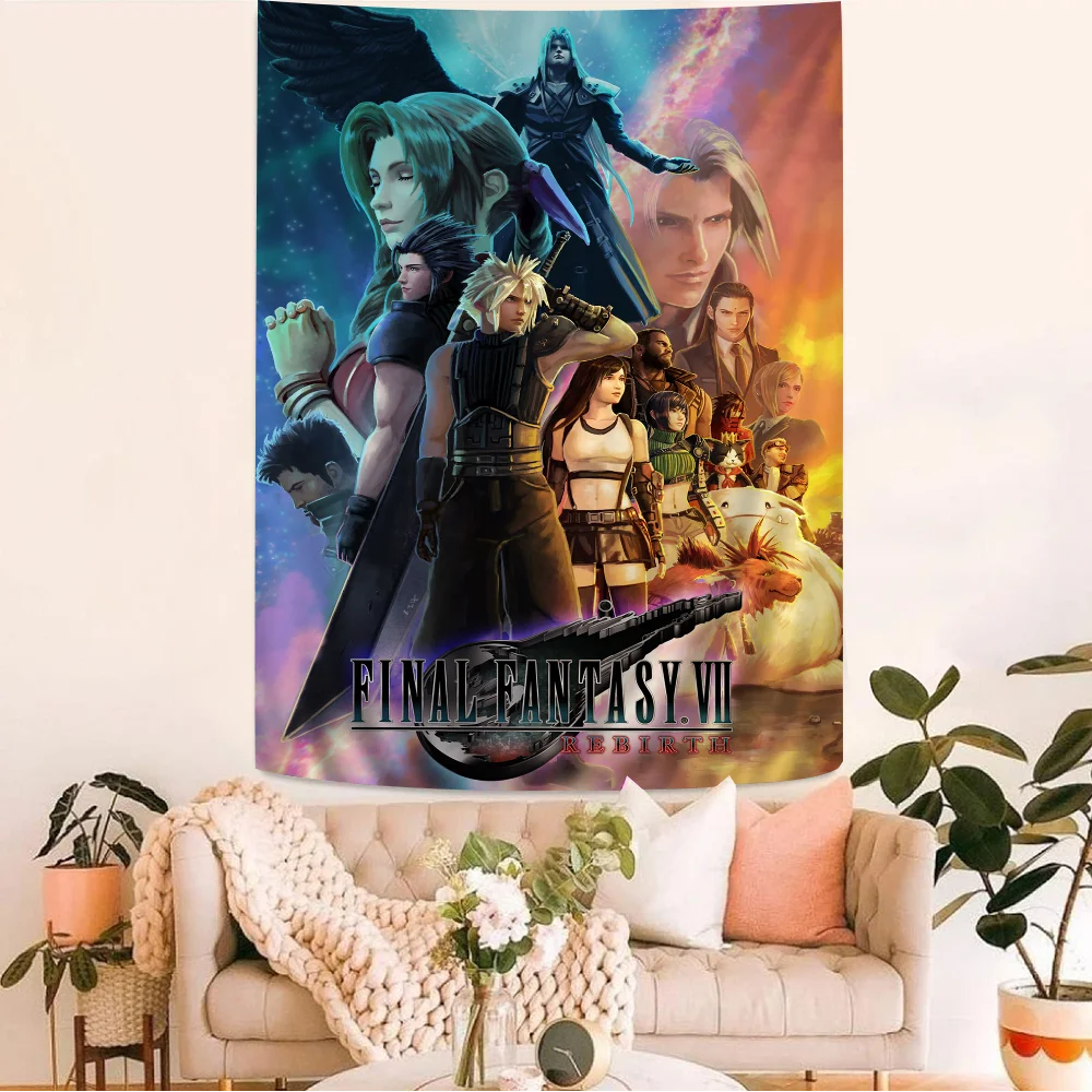 Anime Figure Sketch Videogames FINAL FANTASY DIY Wall Tapestry For Living Room Home Dorm Decor Wall Art Decor