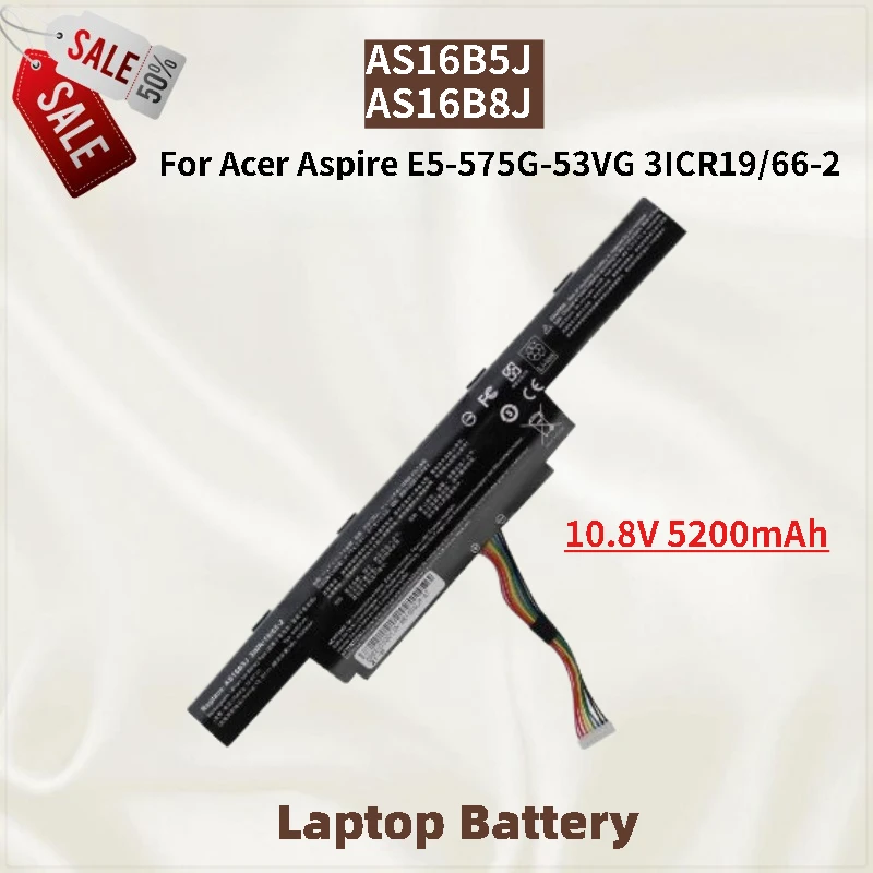 

Аккумулятор для ноутбука 10,8 В 5200 мАч AS16B5J AS16B8J для Acer Aspire E5-575G-53VG 3ICR19/66-2, сменный аккумулятор, новый, высокое качество