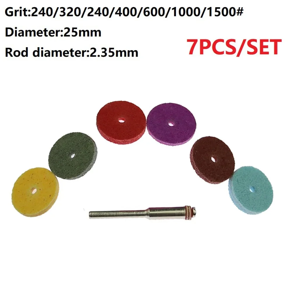 7Pcs Polishing Wheels Grinding Nylon Fibre Abrasive Point T-Shaped Polish Rotay Tools For Buffing Jewellery Metal Glass 2.35mm