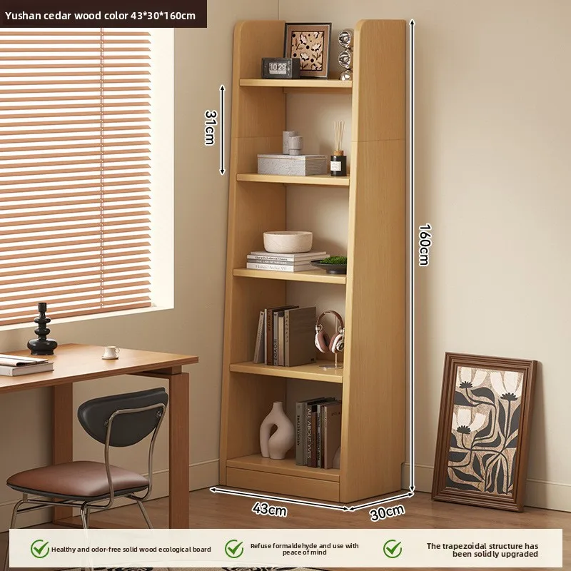 Firm Medieval style bookshelf Vertical multi-layer trapezoidal storage cabinet Floor shelf bookcase