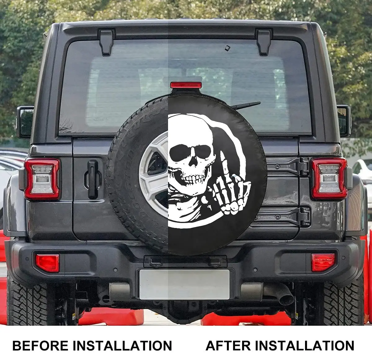 Skull Middle Finger Spare Tire Cover Wheel Covers for Jeep JK Wrangler JL