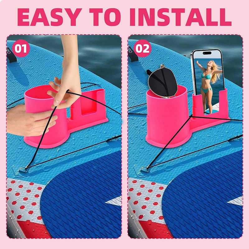 1pc Universal 2-In-1 SUP Cup Holder and Phone Mount Water Bottle & Phone Holder for Inflatable SUP Boards and Kayaks view 4